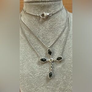 Anthony Nak:sterling silver 18’’inch layered cross necklace /chain with extender